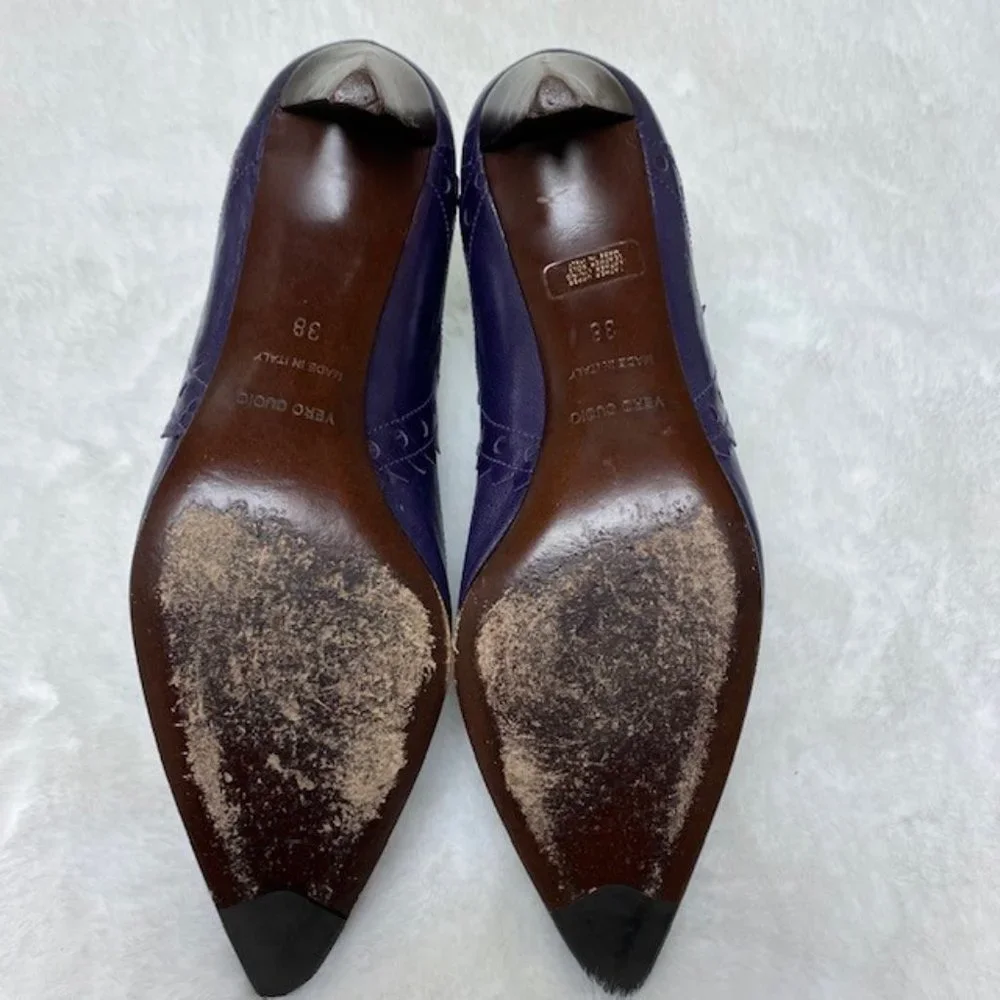 L'Autre Chose Made In‎ Italy Leather Triangle Scalloped Single Strap Heels, sz 7 - Picture 8 of 10